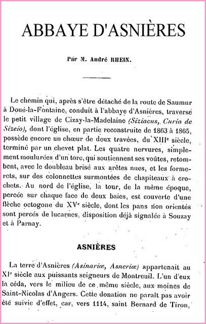 L'ABBAYE D'ASNIÈRESparANDRÉ RHEINSuite à la visite en 191...