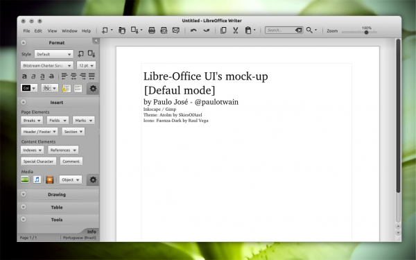 Mockup d’interface graphique de LibreOffice