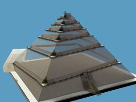 Une rampe intérieure en spirale jusqu'au sommet pour expliquer la construction de la pyramide de Khéops
