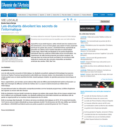 Faites de l'informatique à Arras ! Faites de l'informatique à Arras !