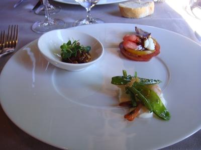 20100704 Etangs de Corot 02 entrees tomates crevette wasabi Terrasses de 2010 (ChrisoScope)