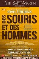 Des Souris et des Hommes de John Steinbeck mis en scène par J.P.Evariste et P. Ivancic au Théâtre du Petit Saint-Martin