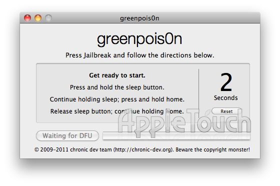TUTO Greenpois0n RC5 : Jailbreak iOS 4.2.1 untethered iPhone 4/3GS/3G, iPod Touch 4G/3G/2G et iPad