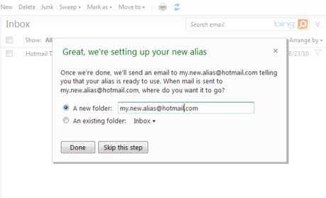 Making an alias in Hotmail is similar to signing up for a new account.