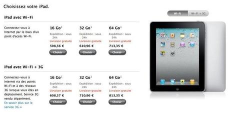 L'iPad plus cher, à partir de 508,56 € au lieu de 499 €...