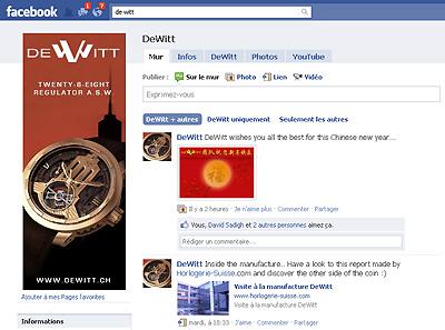 La Fan page sur Facebook de la marque De Witt. DR