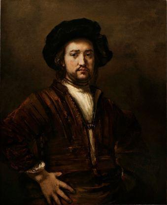 Portrait d’un homme, mains sur les hanches de Rembrandt Harmensz. van Rijn, signé et daté de 1658, huile sur toile, 107,4 x 87 cm