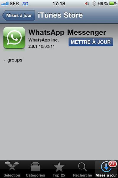 Appstore – Mise à jour de WhatsApp les discussions de groupe