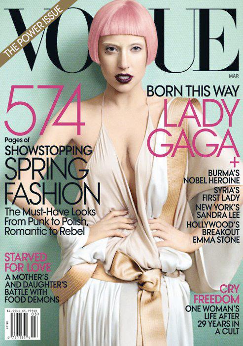 LADY GAGA EN COUVERTURE DU VOGUE US / DÉVOILE LE TITRE DE NOUVELLES CHANSONS DE « BORN THIS WAY »