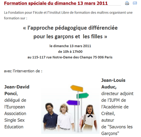 « l’approche pédagogique différenciée pour les garçons et  les filles »