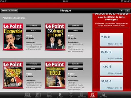 Application-Le-Point-iPad-02 Presse numérique : Le Point met en place le nouveau système d’abonnement
