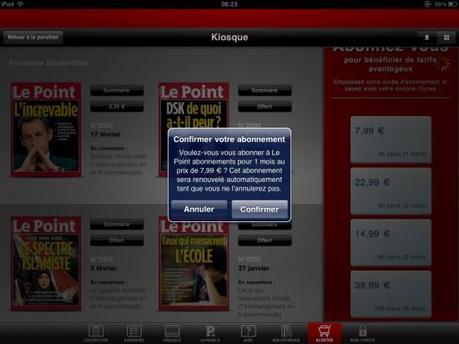 Application-Le-Point-iPad-03 Presse numérique : Le Point met en place le nouveau système d’abonnement