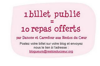 1 billet publié  = 10 repas offerts aux restos du Cœur