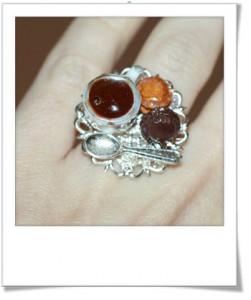 Bague macaron chocolat et caramel