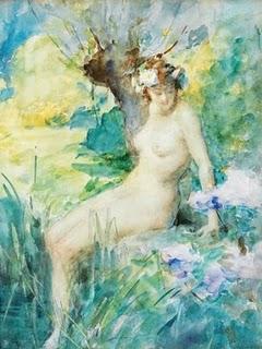 Antoine Calbet (1860-1944) Nymphes, baigneuses, élégantes...