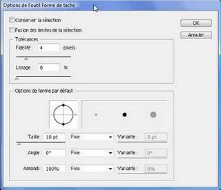 Utilisation de l'outil forme de tache