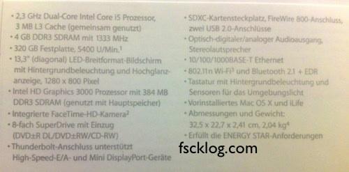 Les premières images et spécifications du nouveau MacBook Pro 13″