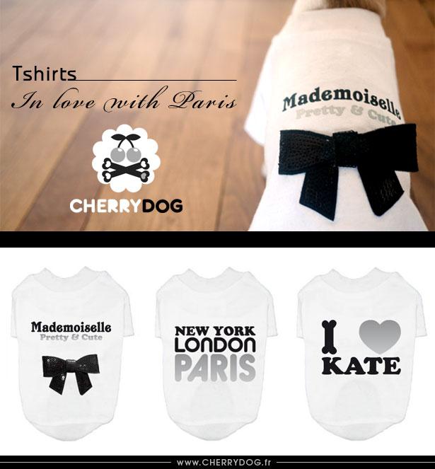 Tshirts pour Chiens Cherry Dog : In Love with Paris