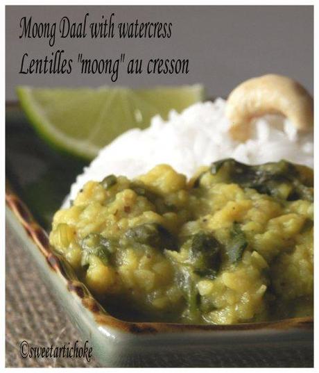 Moong daal with watercress – Daal (lentilles “moong”) au cresson
