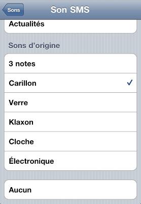 sonnerie sms iphone