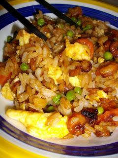 Riz cantonnais à la crevette mariné