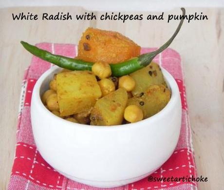 White Radish with chickpeas and Pumpkin + Events announcement – Daikon aux pois chiches et courge