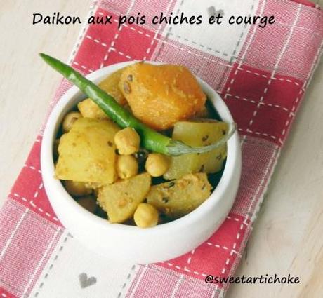 White Radish with chickpeas and Pumpkin + Events announcement – Daikon aux pois chiches et courge