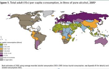 La France proche de la Russie pour l’alcool.