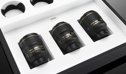 Coffret prestige pour un trio d’optiques Nikon f/1.4
