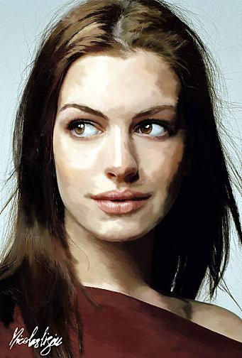 Anne Hathaway peinture numerique