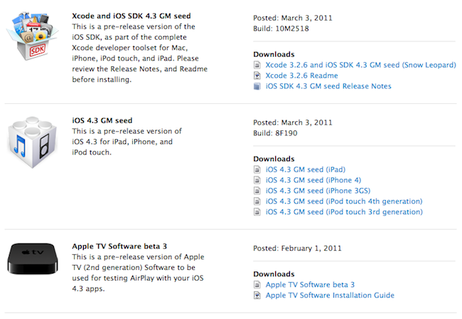iOS 4.3 GM disponible au téléchargement