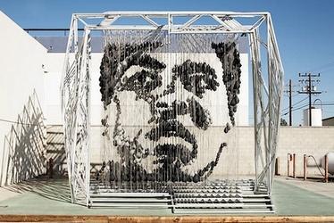 Sculpture et portrait du boxeur Muhammad Ali