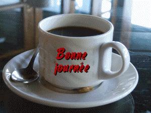 BONNE JOURNEE. tasse a café avec coeur animé