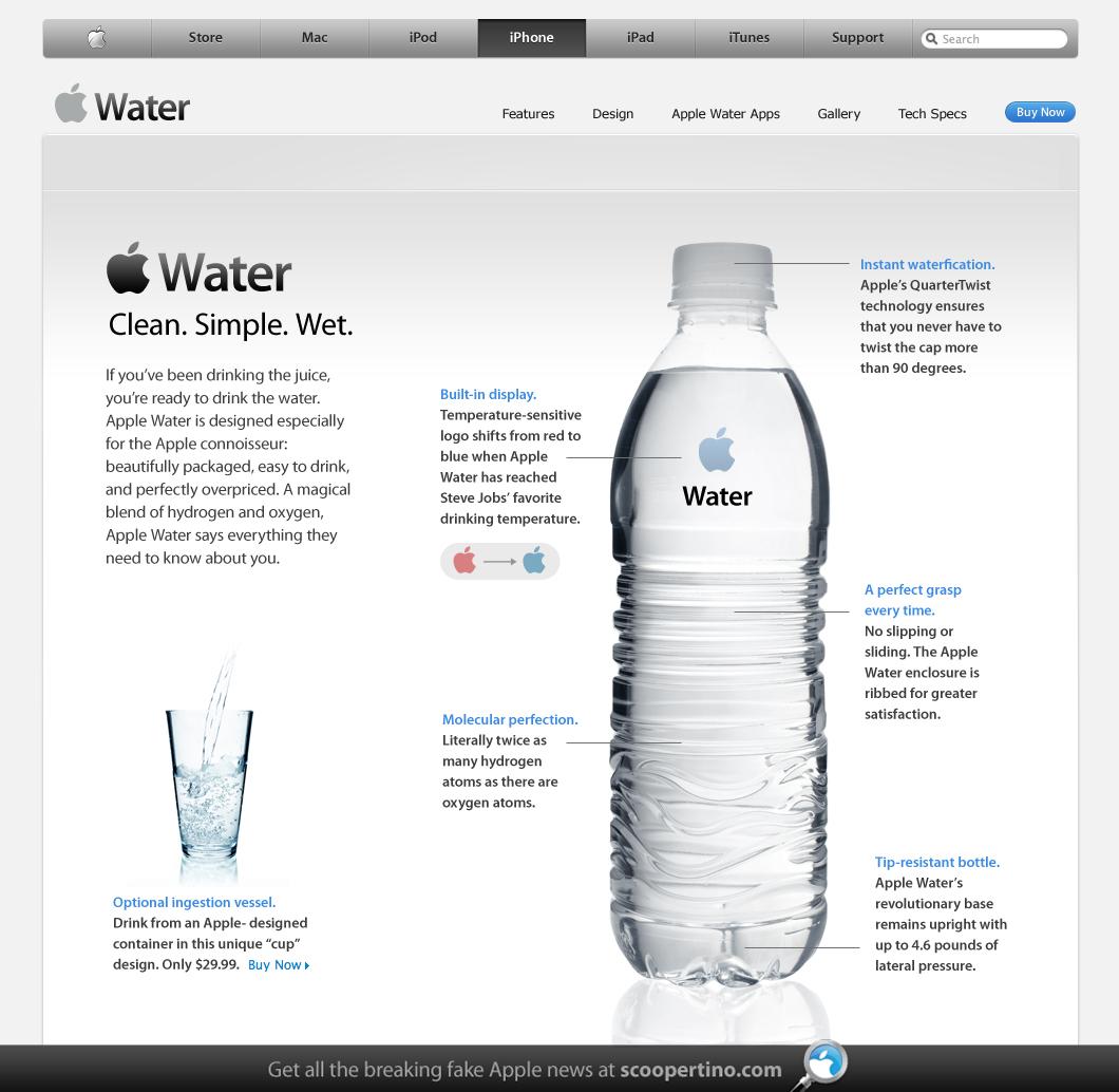 apple water page Nouveau produit Apple : liWater