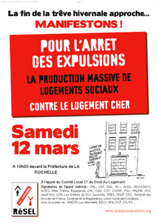 Droit Au Logement manifestation le samedi  12 mars 2011 A 10h00 devant la Préfecture de LA ROCHELLE