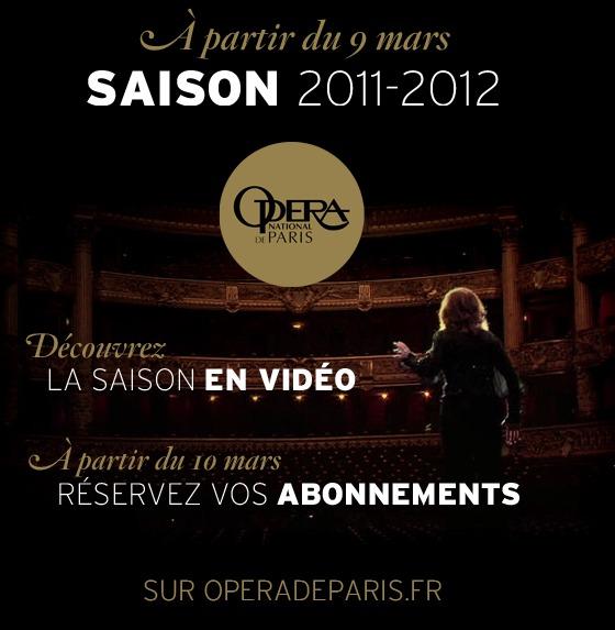 L'Opéra de Paris envoie un emailing pour la saison 2011-2012