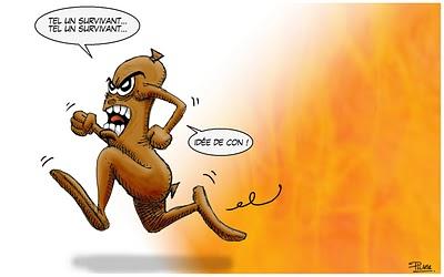 Dessiner un personnage sortant des flammes, tel un survivant...