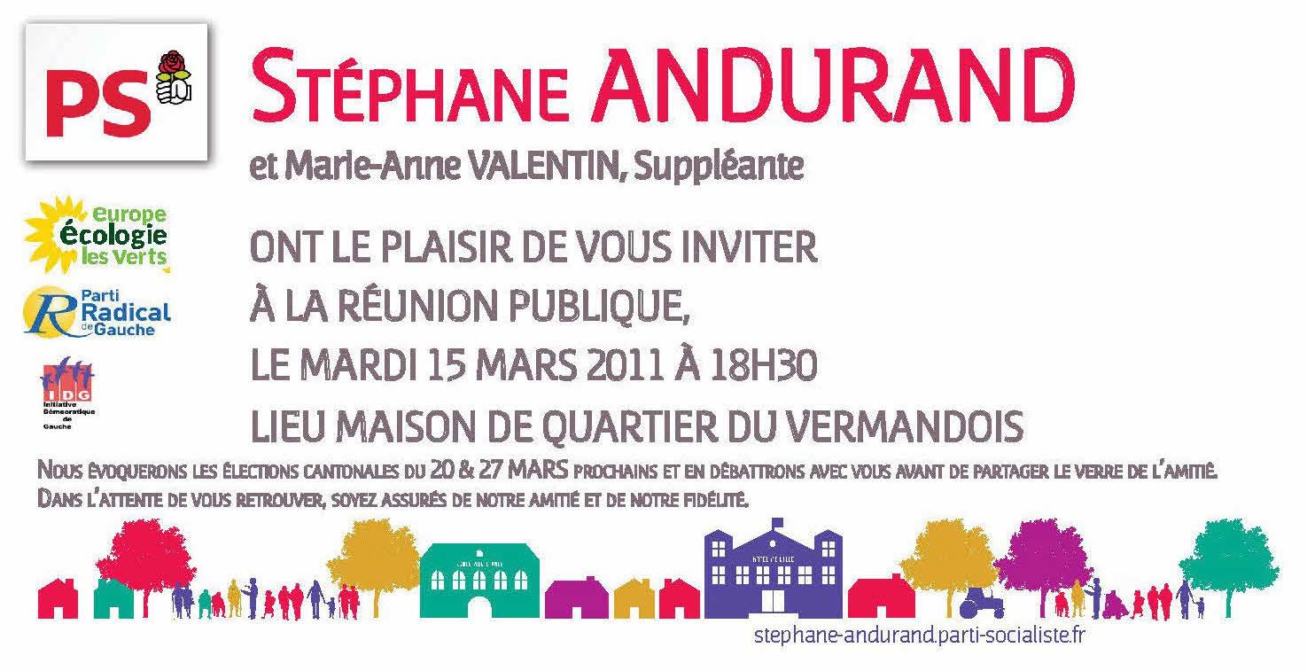 Cantonales 2011 : Canton Saint-Quentin Centre Stéphane ANDURAND et Marie-Anne vous invitent