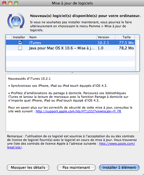 iTunes est mis à jour en version 10.2.1