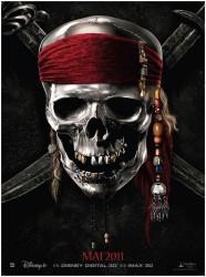 Affiche Pirates des Caraïbes : La Fontaine de Jouvence version Crane sur fond noir