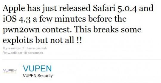 safari hack 540x279 Safari et Internet Explorer nauront pas résisté longtemps !