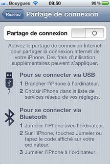 Hotspot/modem iPhone iOS 4.3 facturé 20 € chez Bouygues...