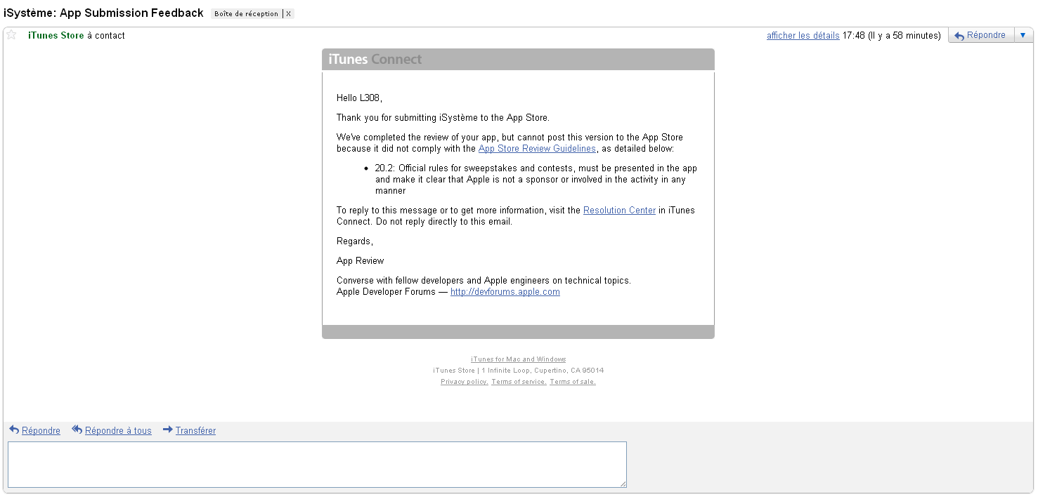 [iSystème] Notre app de nouveau refusée =S