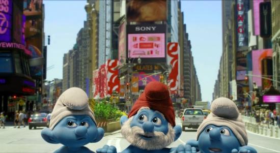 smurfs on time square