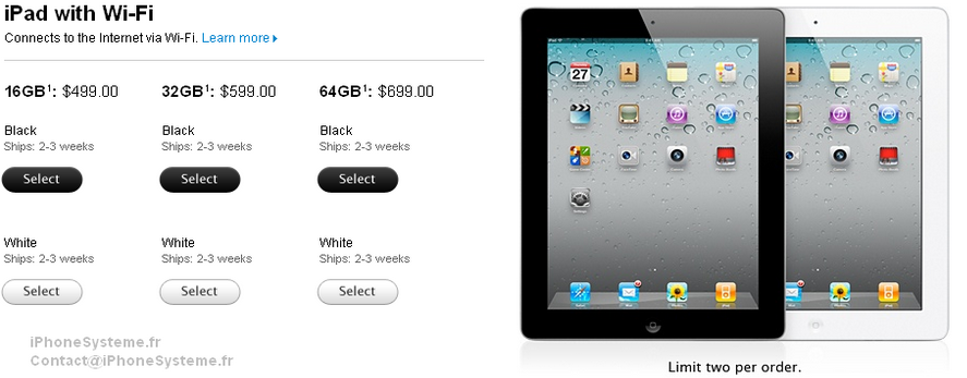 [iPad 2] Commandez sur l’Apple Store ? Comptez 2-3 semaines