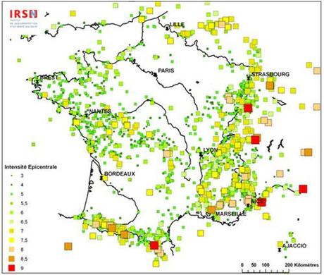Sismicité en France métropolitaine de 217 av. JC à 2007