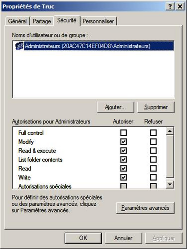 Rendre un dossier confidentiel XP