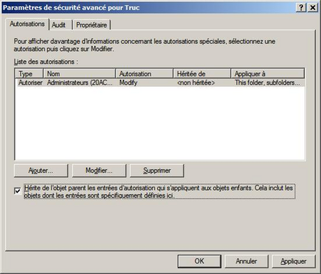 Rendre un dossier confidentiel XP