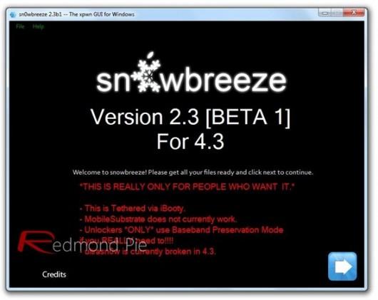 Sn0wbreeze 2.3 : Jailbreak iOS 4.3 tethered iPhone, iPod Touch et iPad disponible