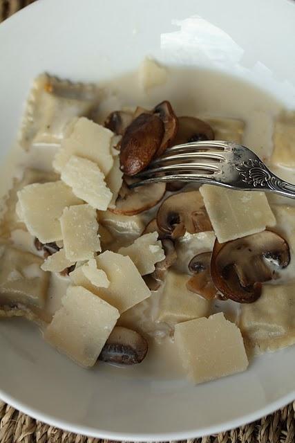 Ravioles aux champignons et au bacon